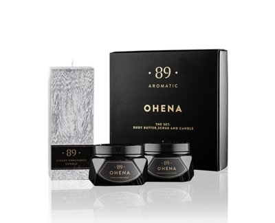 MAJESTY SET: doftljus, Body scrub, body butter